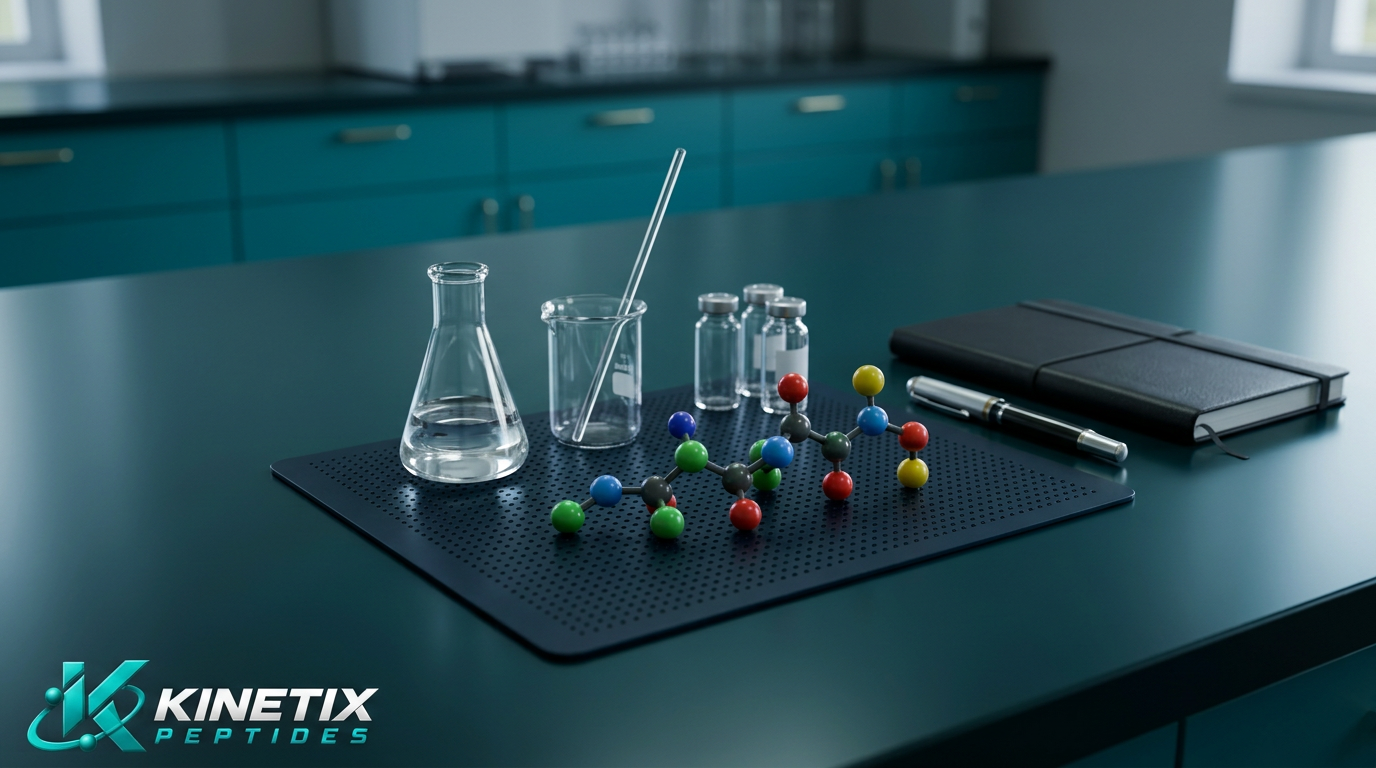 Illustrative laboratory scene for What Are Peptides? A Beginner’s Guide to Peptide Science with the Kinetix Peptides logo